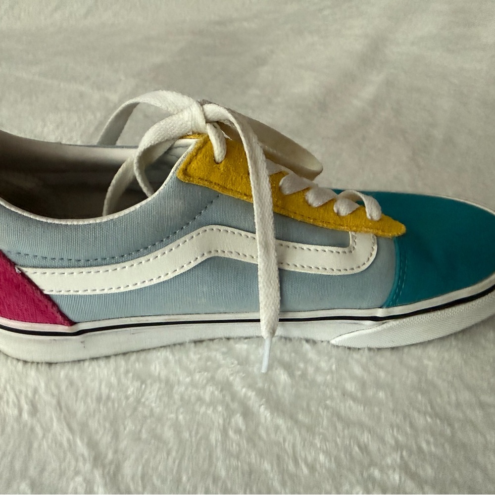 Vans Old Skool Color Block Blue Teal Yellow Magenta Sneakers 7.5 - Picture 6 of 9